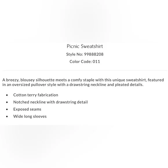 NWT Free People M Picnic Sweatshirt in Tea Cookie Cream New $98 retail - Picture 4 of 6